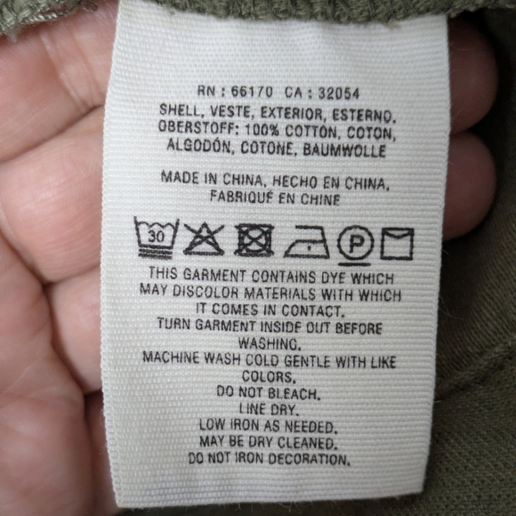 Anthropologie Olive Utility Cotton Jacket with Floral Embroidery Sz XS - Picture 6 of 14